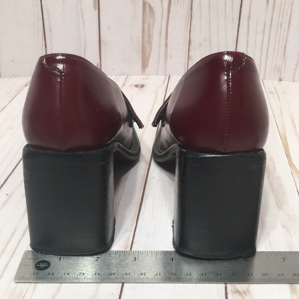 Wine Mary Jane square toe block heel Vintage EU39 - Picture 13 of 15